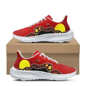 Australia Sneakers Indigenous Boomerang and Lizard Art Print Flats Shoes Female Breathable Lightweight Print On Demand Shoes