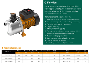 Waterpro <span class=keywords><strong>sjb</strong></span> 220V ปั๊มน้ำสำหรับบ้านอัจฉริยะ, ปั๊มน้ำเจ็ทสแตนเลสแบบ priming ด้วยตนเอง - Product Image 2