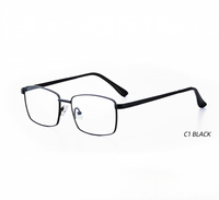 Monturas de Gafas Rectangulares de Metal Duraderas y Elegantes para Hombre, Color Negro Clásico con Patrón Sólido Resistente para Lectura