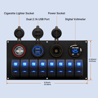 Panneau de commutation à bascule étanche 8 gangues 12V, panneau de commutation à bascule 12 volts pour bateau marin, éclairé par LED bleue pour automobile, voiture, camion