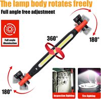 Lampe de travail LED portable ABS IP55 rechargeable avec 2 bases magnétiques, crochet rotatif à 360°, pince pour atelier, garage, travaux automobiles, chantier