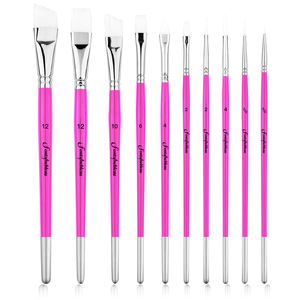 Juego de 10 Pinceles de Nailon <span class=keywords><strong>para</strong></span> <span class=keywords><strong>Pintar</strong></span> el Cuerpo y <span class=keywords><strong>la</strong></span> <span class=keywords><strong>Cara</strong></span>, Color Rosa Palo, Mango de Madera, Pinceles Planos <span class=keywords><strong>para</strong></span> Detalles - Product Image 1
