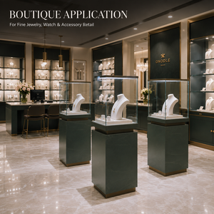 Meubles et vitrines de présentation en verre pour bijouteries sur mesure avec présentoirs modulaires, éclairage LED pour chaînes de magasins et projets de marques - Product Image 3