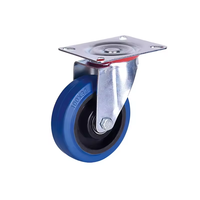 Roue pivotante silencieuse Kingstrong de 5 pouces, robuste, industrielle, bleue, avec frein, en caoutchouc élastique, chariot, roue pivotante de 125 mm, 100 kg