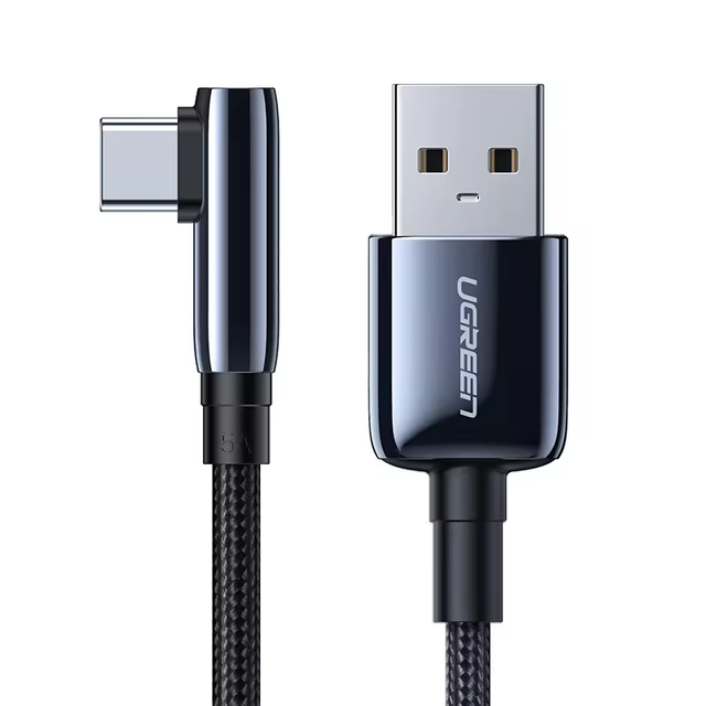 UGREEN US317 USB C Cable Right Angle USB a to USB C Cable High Purity Zinc Alloy Shell Braided Cord Humanized 90 Degree Design