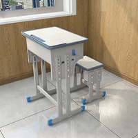 Ensemble de bureau et chaise réglables pour étudiants, structure en acier, mobilier scolaire ergonomique avec support pour livres pour salle de classe
