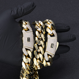 Colar Choker NUOYA com Fecho de Diamante, Corrente Plana Monaco, Banho de Ouro 14K, Link Cubano Grosso, Joias Hiphop Iced Out - Product Image 4