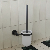 Tempat Sikat Toilet Gantung Dinding Stainless Hitam dengan Gelas Plastik minimalis toilet & aksesoris antimikroba toiletborstel