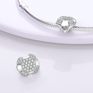 Abalorios de Corazón Delicado con Esmalte CZ, Bañados en Plata y Cobre, Compatibles con Pulseras Europeas, Joyería de Moda - Product Image 5