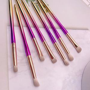 8pcs Face Makeup <b>Brush</b> Set Synthetic Hair Plastic Handle Aluminum Ferrule Concealer Shaving <b>Brush</b> Customizable Cosmetic Kit - Product Image 2