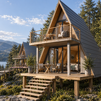 Kit de maison préfabriquée modulaire en conteneur, résistante à l'eau, écologique, avec structure en forme de A, deuxième étage et escalier intégré
