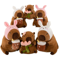 Peluche Capybara Cosplay, Peluche Capybara avec Chapeau de Lapin, Peluche Capybara Bubble Tea, Peluche Capybara Tulipe, Jouet en Peluche OEM