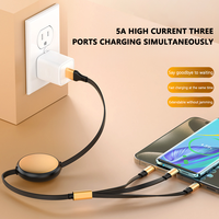 Cable de Carga Multifunción USB Tipo-C Retráctil de 120W 6A 1M con Logotipo Personalizado para Teléfonos Móviles, Cámaras y Escáneres de Código de Barras