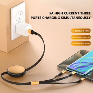 Biểu Tượng Tùy Chỉnh Quà Tặng 120W 2 Để 3 USB Loại C Đa Chức Năng Có Thể Thu Vào Cáp Sạc Cáp Cho Điện Thoại Di Động - Product Image 3