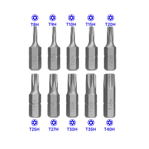 Puntas de destornillador Torx mini de 25 mm de largo, T20, T25, T27, T30, Allen, Phillips, Pozi, de acero S2, con orificio, ISO - Product Image 6