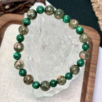 Bracelet en quartz rutilé vert rare de 8 mm, perles de malachite de 6 mm, cristal de guérison pour la vitalité