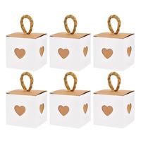 Mini boîtes cadeaux en forme de cœur blanches et brunes, petites boîtes en papier kraft pour chocolats, avec poignées en ficelle, pour pâtisserie, mariage