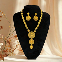 Ensemble de bijoux de luxe plaqué or, pendentif rond à plusieurs niveaux en filigrane, accessoires pour mariage et fêtes