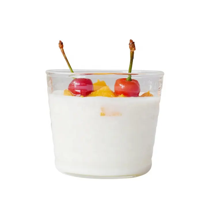 WONDER Japanese style fruit salad bowl household clear glass bowl Instagram pudding striped cup small bowl with lid