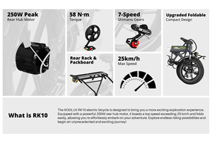 Expédition rapide UE KOOLUX RK10 Vélo électrique urbain pour adulte 48V 13Ah avec batterie au lithium, moteur brushless 250W, étanche IP54, pneus larges et freins à disque - Product Image 4