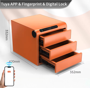 CEQSAFE Coffre-fort intelligent avec WIFI et Bluetooth, application TUYA, 3 tiroirs en cuir de qualité supérieure, rangement sécurisé, boîte de rangement personnalisée avec empreinte digitale - Product Image 2