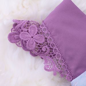 Combinaisons d'été en dentelle personnalisées avec logo pour nouveau-nés, ensembles de vêtements pour bébés filles, robes florales pour bébés avec bandeau - Product Image 4