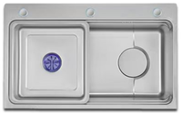 Évier de cuisine moderne tendance de luxe en acier inoxydable SUS304, évier multifonction à cuve unique avec cuve rectangulaire