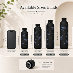 Custom Coquette Bow Graphic Lettering Stainless Steel Double Wall Vacuum Insulated Leakproof <b>Reusable</b> Water Bottle Office <b>Cup</b> - Product Image 3