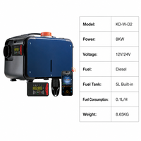 Chauffage d'air horizontal diesel KAIDA 8KW 12V/24V avec télécommande LCD, faible consommation de carburant 0,1L/H, chauffage de stationnement pour camion, camping-car, bus