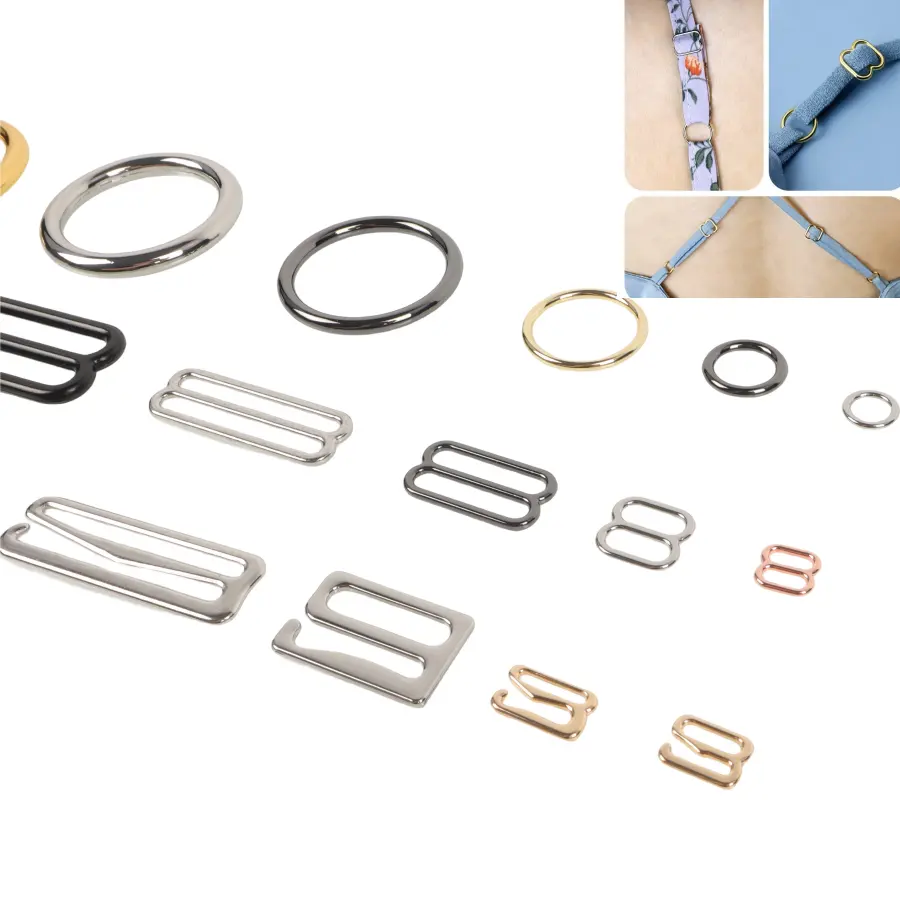 Sustainable Adjuster Metal Lingerie Rings And Sliders 12mm 15mm Bra Swimwear Hooks Buckle