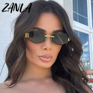 <span class=keywords><strong>2025</strong></span>新着デザイナーサニー菱形リムレス女性用高級サングラス流行の小さな多角形サングラスカッティングレンズ金属眼鏡 - Product Image 3