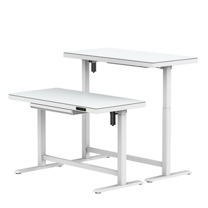Bureau informatique électrique réglable en hauteur avec plateau en verre trempé et tiroirs - Product Image 3
