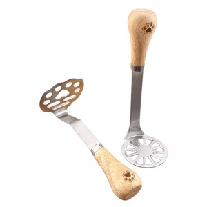 Triturador de patatas de acero inoxidable con mango de madera para comida de bebé, prensa de ajo, colador, herramienta de cocina multifuncional - Product Image 5