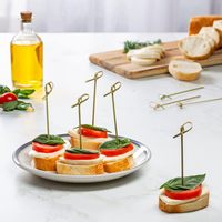 Brochettes en bambou vert pour apéritifs, certifiées FDA/LFGB, fabriquées en usine FSC/ISO, pics à cocktail en vrac