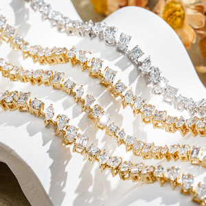 Multi-Shape Cluster Diamond Tennis <b>Bracelet</b> 10k white Gold Yellow Gold Roase Gold lab diamond <b>bracelet</b> - Product Image 3