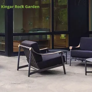 Conjunto de Muebles de Jardín de Diseño Nórdico para Exteriores, Patio, <span class=keywords><strong>Terraza</strong></span>, Ocio, Villa, Mesa de Centro de Aleación de Aluminio, Combinación de Sillas de Ratán - Product Image 1