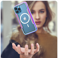 Étui pour iPhone 15 Pro Max, étui magnétique de luxe pour iPhone 14, étui magnétique résistant aux chutes, étui de protection en métal transparent pour iPhone 13/12