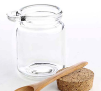 Pot en verre transparent pour sel, gel douche, produits de beauté et miel d'abeille, avec cuillère en bambou et couvercle en liège, 100ml 250ml USA, économique