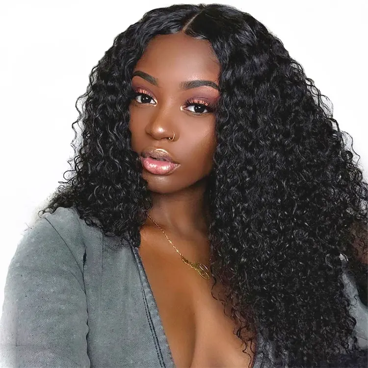 Goedkope 13X6 Pre Geplukt Lace Front Pruik Ruwe Indische Remy Haar Groothandel Kinky Krullend Pruik Lijmloze Hd Full lace Front Menselijk Haar Pruiken