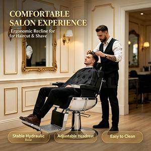 Silla de peluquero antigua negra, muebles de barbería de elevación, silla de peluquero para corte de pelo a la venta - Product Image 2
