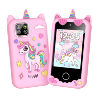 Téléphone intelligent pour enfants avec appareil photo éducatif CMOS, cadeau pour filles de 3 à 6 ans, fonctionne avec une coque en silicone et en plastique, MP3