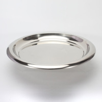 Plateau de service à barre ronde en acier inoxydable 18/8 plat poli écologique pour restaurant d'hôtel et occasions de fête