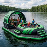 Grand pont flottant gonflable pour fête aquatique avec piscine et trampoline, pour parc aquatique et divertissement nautique