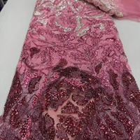 Tissu en maille de haute qualité avec appliques de dentelle perlée 3D modernes 2025 pour robes de mariée et sacs – Prix de gros