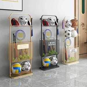 Estante de almacenamiento multifuncional para balones de baloncesto para niños, organizador de balones para interiores, tipo de pie para sala de estar, material de hierro - Product Image 5
