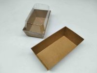 Boîte à pâtisserie en papier kraft avec couvercle transparent, emballage personnalisé en carton, couvercle en PET pour boulangerie, pâtisserie, viande, sandwichs, gâteaux