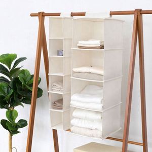 Organisateur de placard suspendu en tissu pliable blanc de haute qualité à 6 étagères - Product Image 4