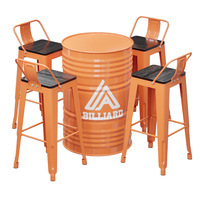 Ensemble table et chaises de bar en fût de pétrole de style industriel avec tabouret à pieds hauts pour café/restaurant, mobilier commercial d'extérieur