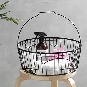 Luxury Gold Rectangle Iron Plating Glass Fruit Basket Handle Type Gift Basket Multi-Function Storage Baskets