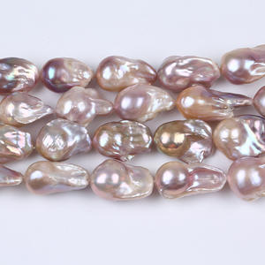 Cadena de Perlas Barrocas de Agua Dulce Naturales de 15-18 mm, Blancas y Moradas, Semiterminadas, para Collar DIY con Perlas Sueltas - Product Image 4